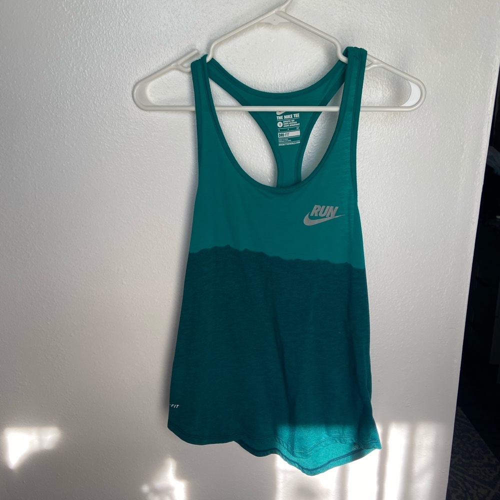 Nike Women’s Dri- Fit Dip Tie Dye Running Tank Top-Green Ombre